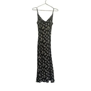 Diane Von Furstenberg Black Silk Sleeveless Floral Print Midi Dress Size 4